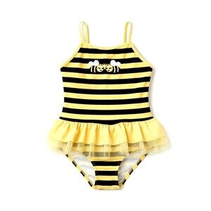 Gymboree Bumblebee Busy Bee Swimsuit Bathing Suit Girls 10 Ruffle Yellow NWOT